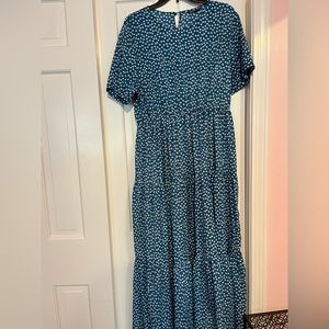 SHEIN flowy floral teal maxi dress size 1X